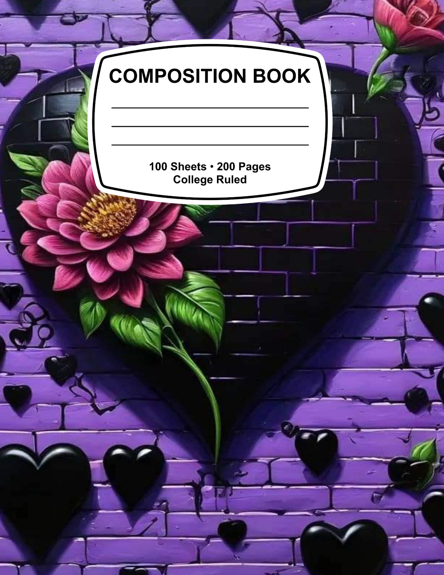 black heart composition notebook